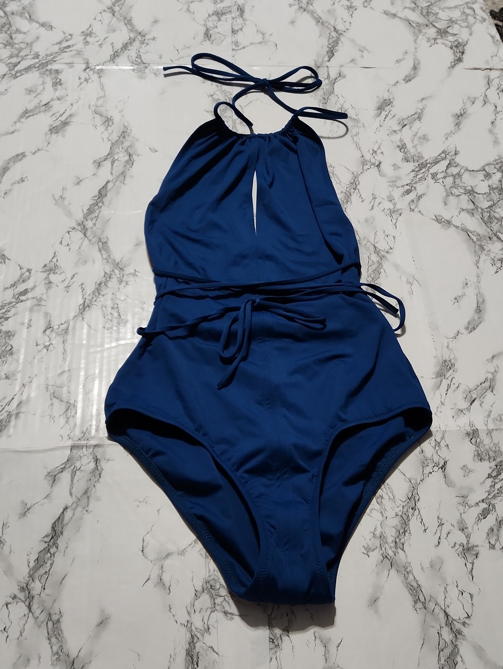 Ulla Johnson Blue Halter One-Piece Swimsuit